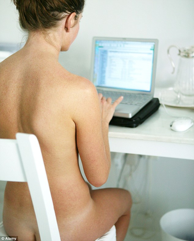 Naked Girl On Computer
