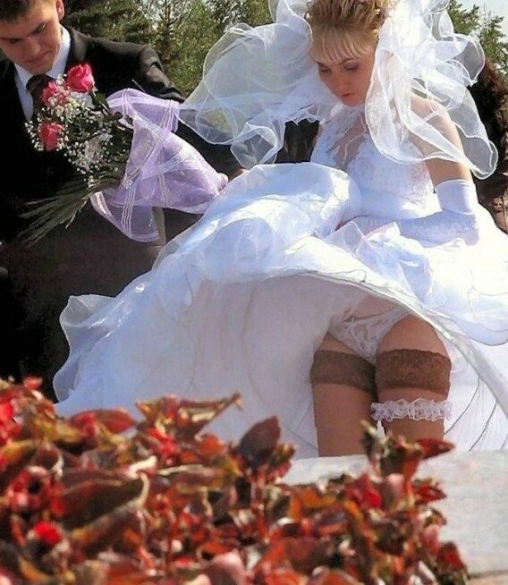 Naughty bride upskirts